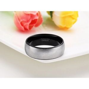 8MM Silver grey inner Inlay Tungsten Carbide Ring